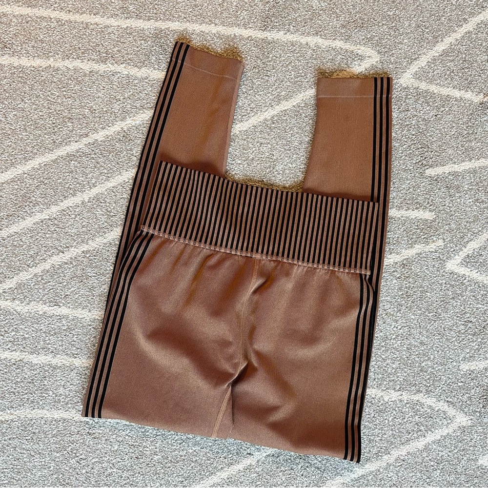 Sage Collective Brown Knit Legging with Tuxedo Stripes - Picture 3 of 4